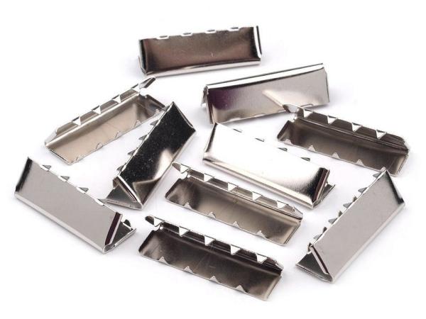 Gurtband Endstück aus Metall in Nickel Breite 30mm